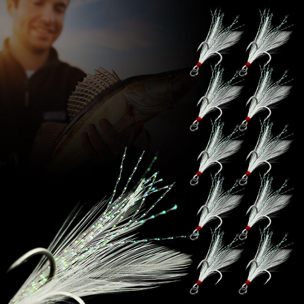 MUVAKO Móc Câu Cá Ba Lưỡi Có Lông Vũ Độ Bền Cao DIY