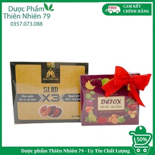 Giảm cân slim x3 đông y thảo mộc linh tặng kèm detox ban đêm 20 đánh bay mỡ thừa giảm béo giảm cân