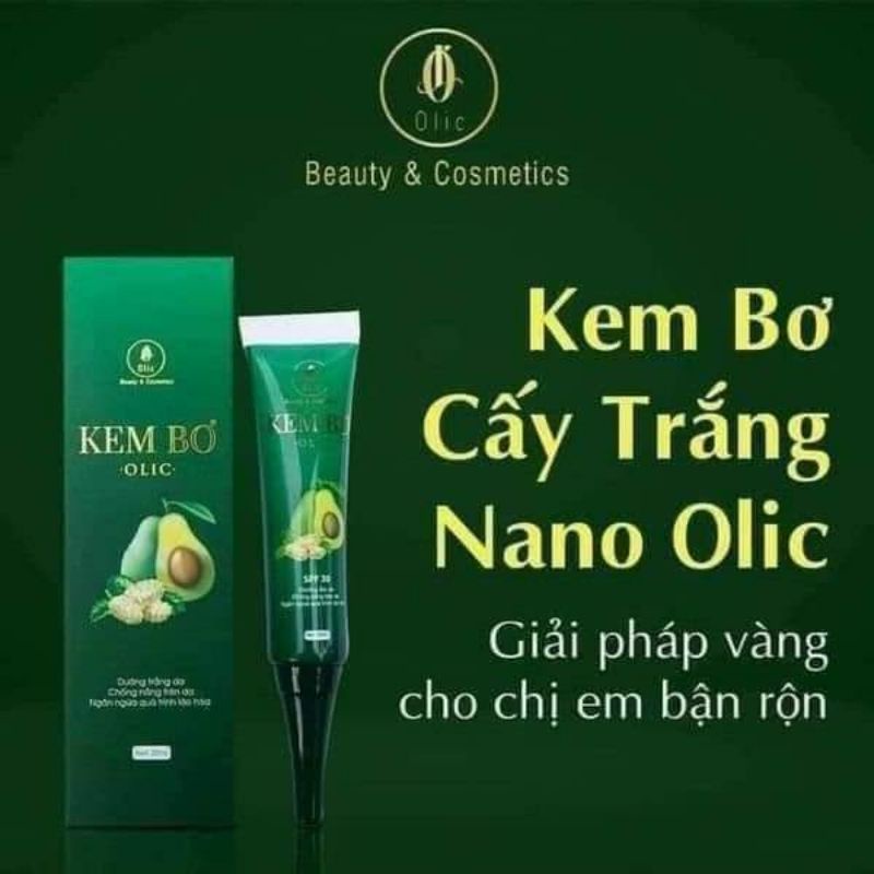 (giá sỉ) Kem bơ cấy trắng nano olic, kem bơ dưỡng trắng da mặt 20ml.