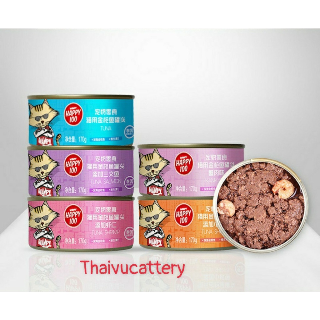 [Mã PET50 giảm 10% - tối đa 50K đơn 250K] Pate mèo dạng nhuyễn lon 170gr - Wanpy Happy 100