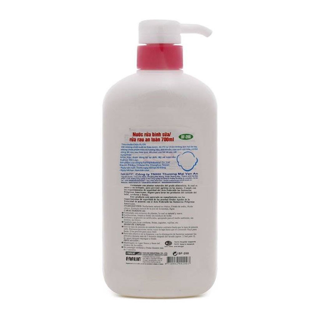 [CHÍNH HÃNG] Nước Rửa Bình Sữa và Rau Củ Quả Farlin BF-200 Chai 700ml