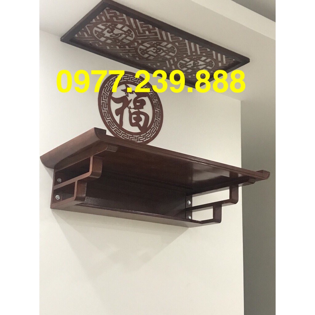 Bàn thờ treo tường gỗ sồi 61,69cm 5 màu sắc kèm chữ, viền, chắn khói