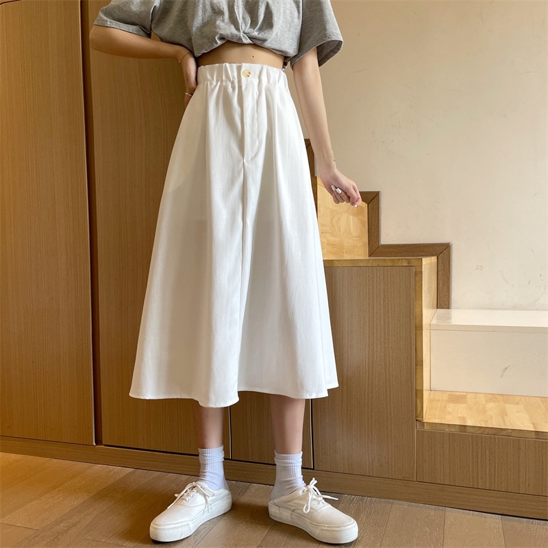 IELGY Chân Váy Dài Lưng Cao Màu Sắc Đơn Giản Phong Cách Hàn Quốc Cho Nữ