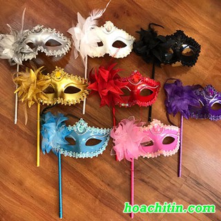 Mặt Nạ Mẫu Ren Bông Tay Cầm Dự Tiệc Hóa Trang Halloween