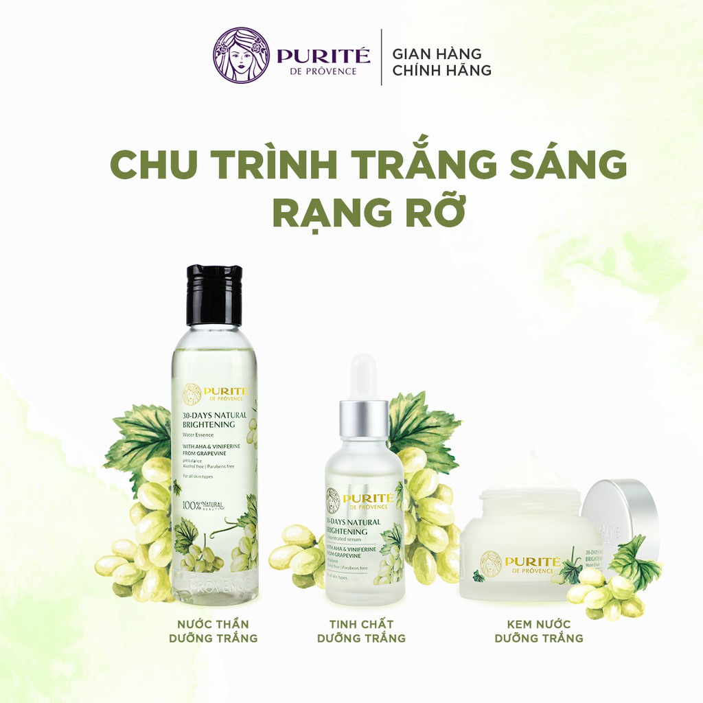 Dưỡng chất Dưỡng Trắng Chuyên Sâu Nho Pháp Purité 30-day Natural Brightening Water Essence 150ml | BigBuy360 - bigbuy360.vn