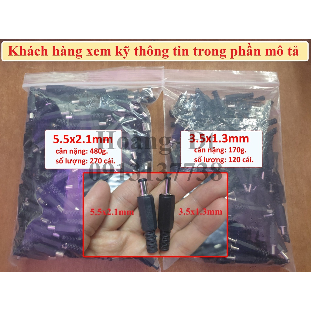 Jack DC đực vỏ nhựa 3.5x1.3mm và 5.5x2.1mm