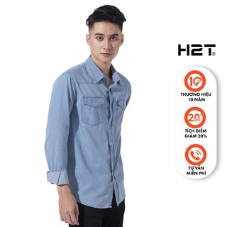 Áo Sơ Mi Nam H2T Simwood Denim Blue Form Slim Fit Chất Vải Mịn Thoáng Mát, Dễ Phối Đồ 1378