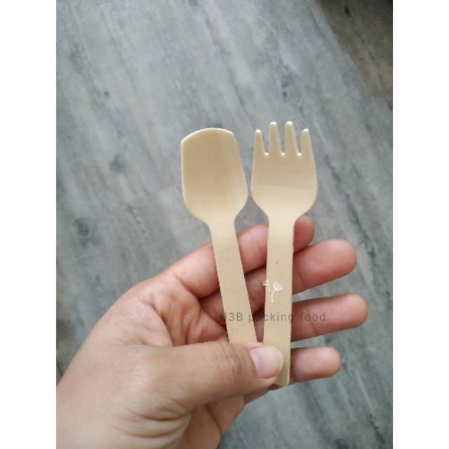 Muỗng nĩa gỗ 9.5cm/100 cái