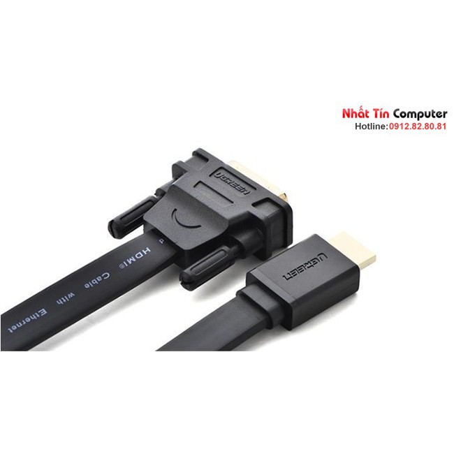 Cáp HDMI to DVI (24+1) mỏng dẹt dài 2M Chính hãng Ugreen 30106