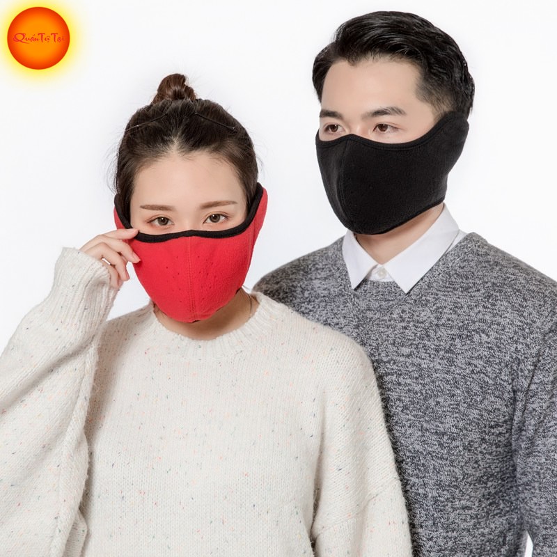 Khẩu trang ninja vải nỉ che kín tai dễ thở chống gió lạnh mùa đông thích hợp cả nam và nữ
