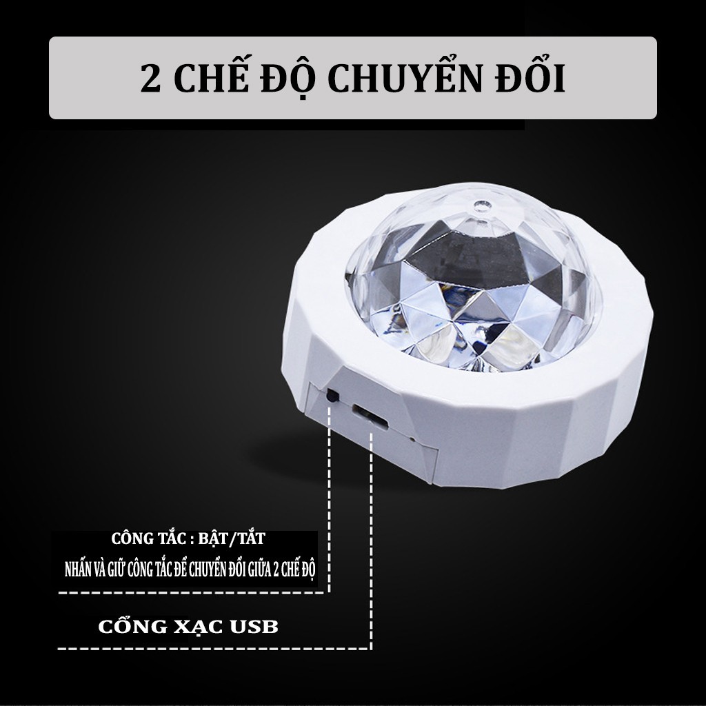 Đèn Led DJ Quán Bar Cho Ô Tô Cảm Biến, Tự Động Nhấp Nháy Theo Nhạc – Sạc Pin Cổng USB