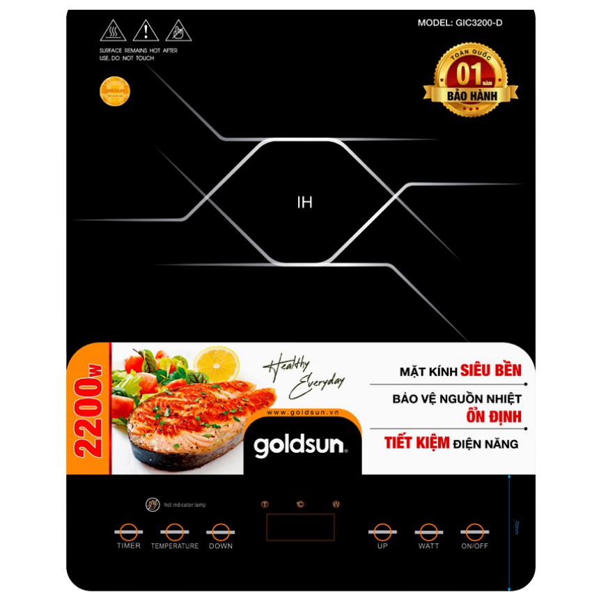 Bếp điện từ đơn Goldsun GIC3200-D ( Tặng kèm nồi lẩu inox )