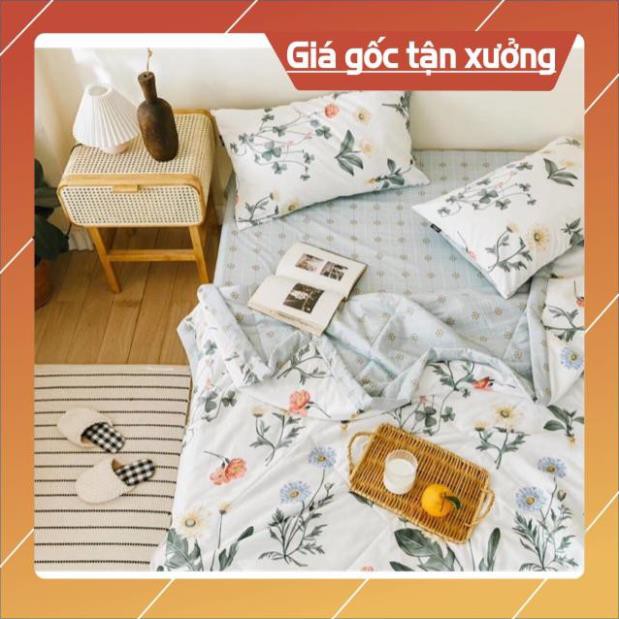 Bộ chăn ga gối cotton chăn trân -đủ hoạ tiết -Luis beding chăn ga hàn quốc free bo chun theo kích thước