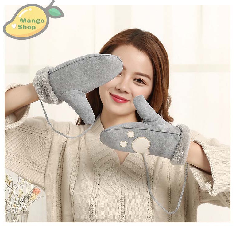 Găng tay trùm kín tay mùa đông cute Hàn Quốc - Găng tay lót lông Noel đáng yêu