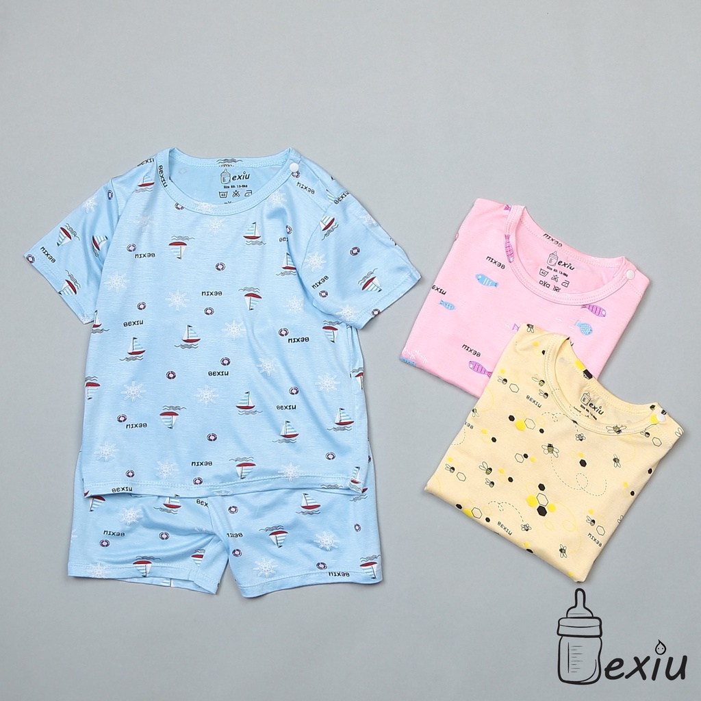 [Bé 5-19kg] Bộ ngắn tay thun lạnh Bé xíu Bexiu Bx Cao cấp cho bé trai bé gái chất siêu mềm mịn mát [ HÀNG CAO CẤP]