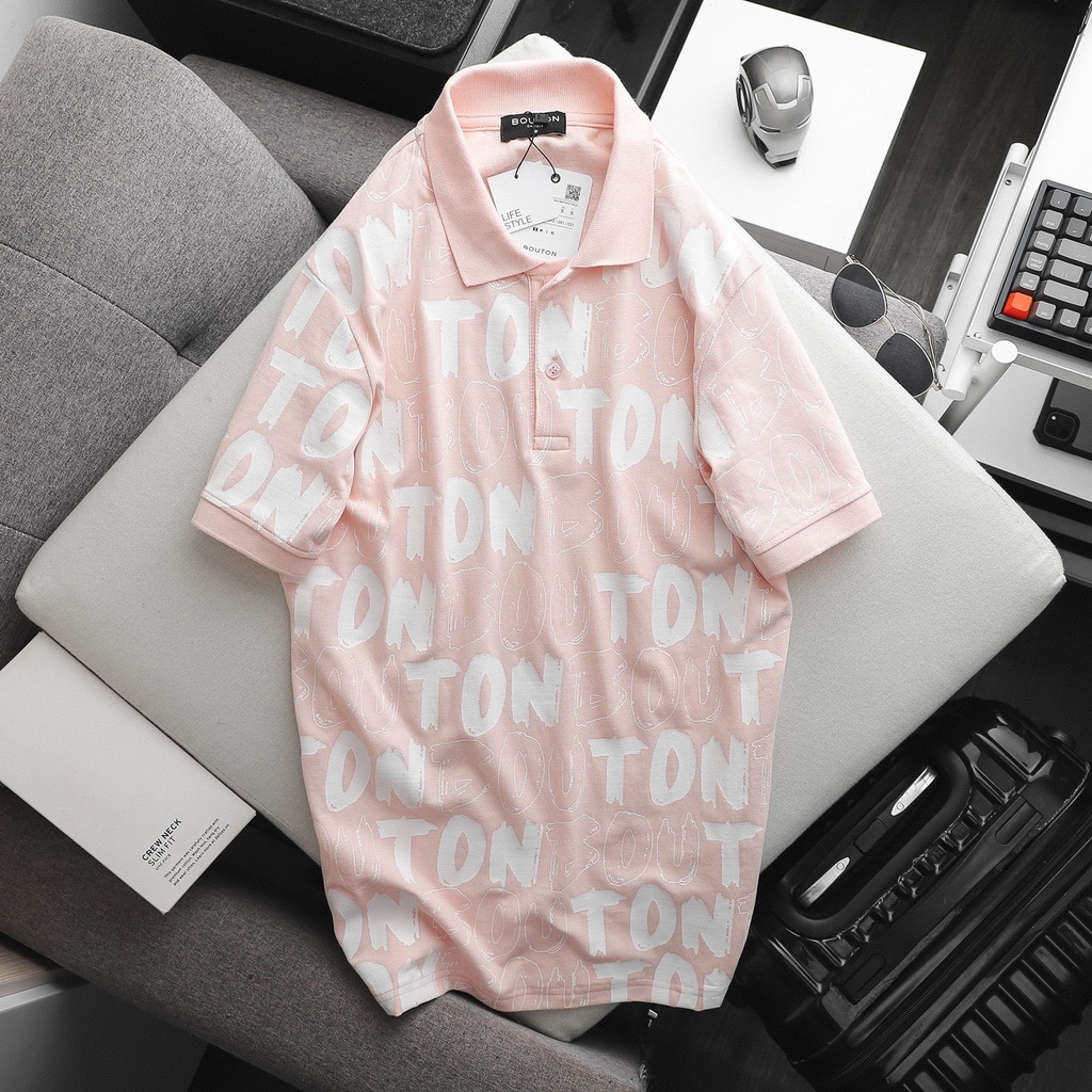 Áo Thun Polo Nam, Áo Phông Polo Nam Có Cổ Tay Ngắn BOUTON In Hình, Vải Cá Sấu Cotton Cao Cấp, Form Slim PLBO0018 160STOR | BigBuy360 - bigbuy360.vn