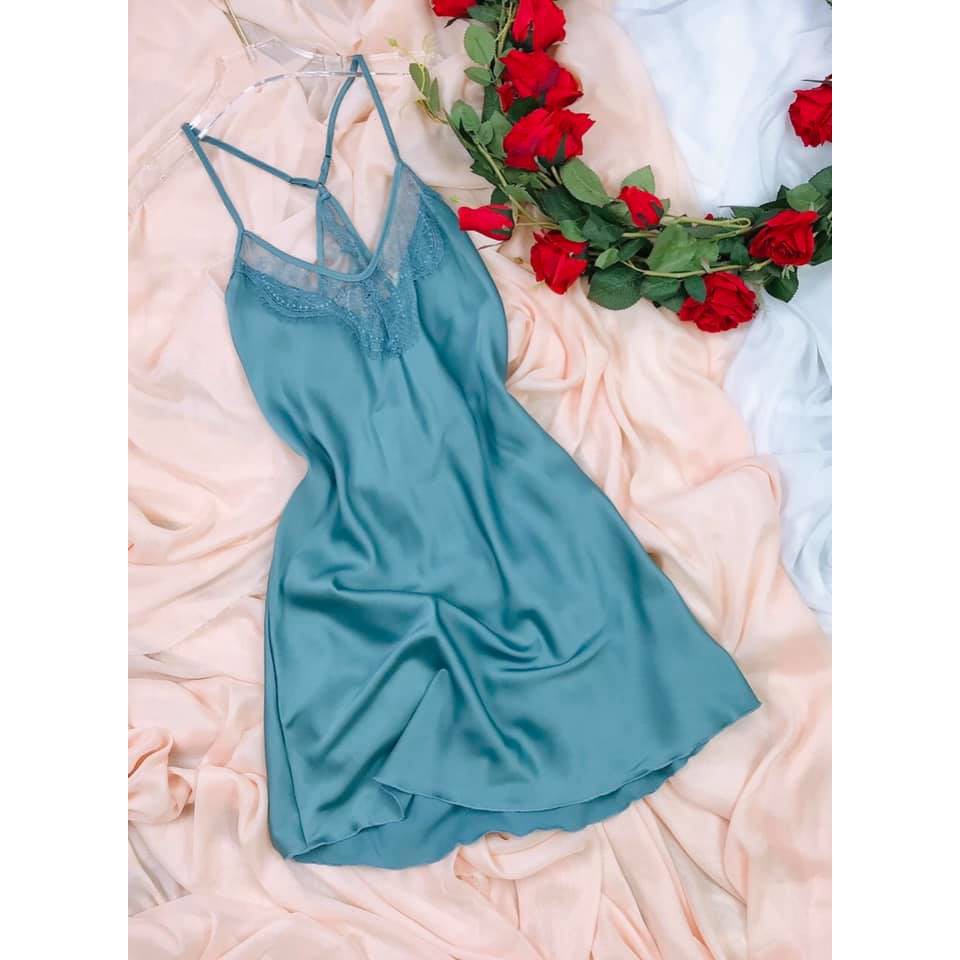 ♥️[Q11.HCM] ♥️[LL190]Váy ngủ lụa satin Quảng Châu - Đầm ngủ sexy phi lụa phối ren - Cô chủ nhỏ chuyên sỉ