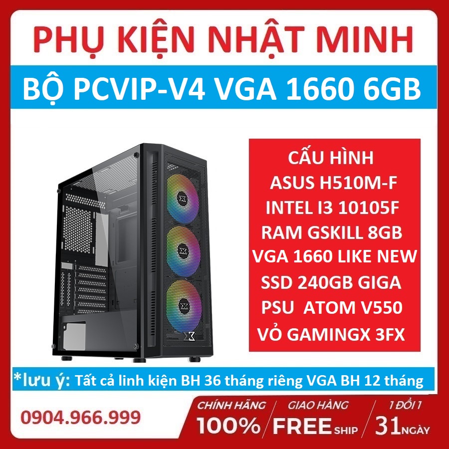 Bộ máy tính PC H510+i3 10105F+8GB+1660 6GB- PC gaming hàng VIP gaming thách thức mọi tựa game giá không thể rẻ hơn