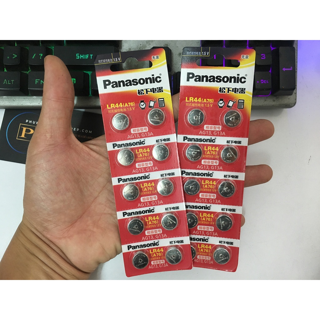 Vỉ 2 viên Pin cúc áo LR44  AG13 G13A Panasonic Chính Hãng Alkaline cho đồng hồ, thiết bị điện tử