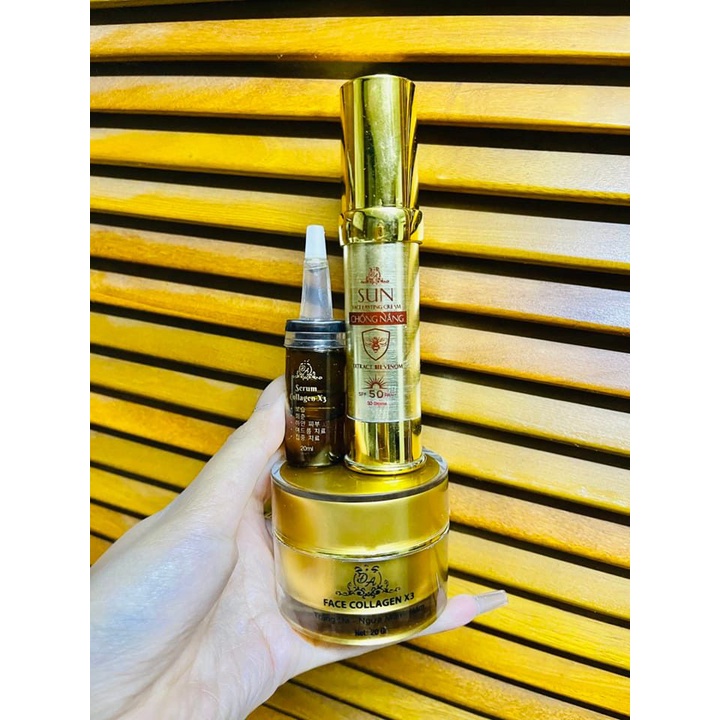 Combo kem face +serum Collagen X3+ Chống nắng X3