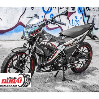 Tem Trùm Satria Raider FI Cá Mập Nhám Trắng Đen