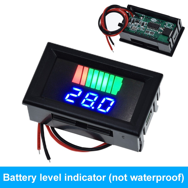 Chỉ báo mức sạc pin ô tô 12v-60v lithium dung lượng pin đồng hồ đo màn hình màu xanh lam led tester vôn kế không thấm nước