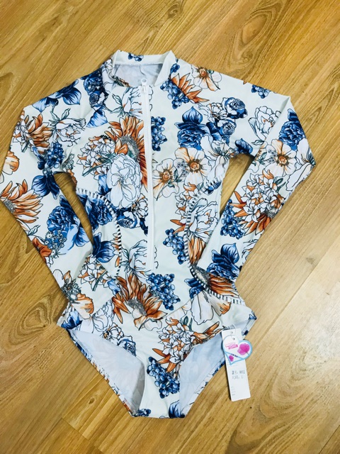Bộ bơi monokini dài tay hoa tây | BigBuy360 - bigbuy360.vn