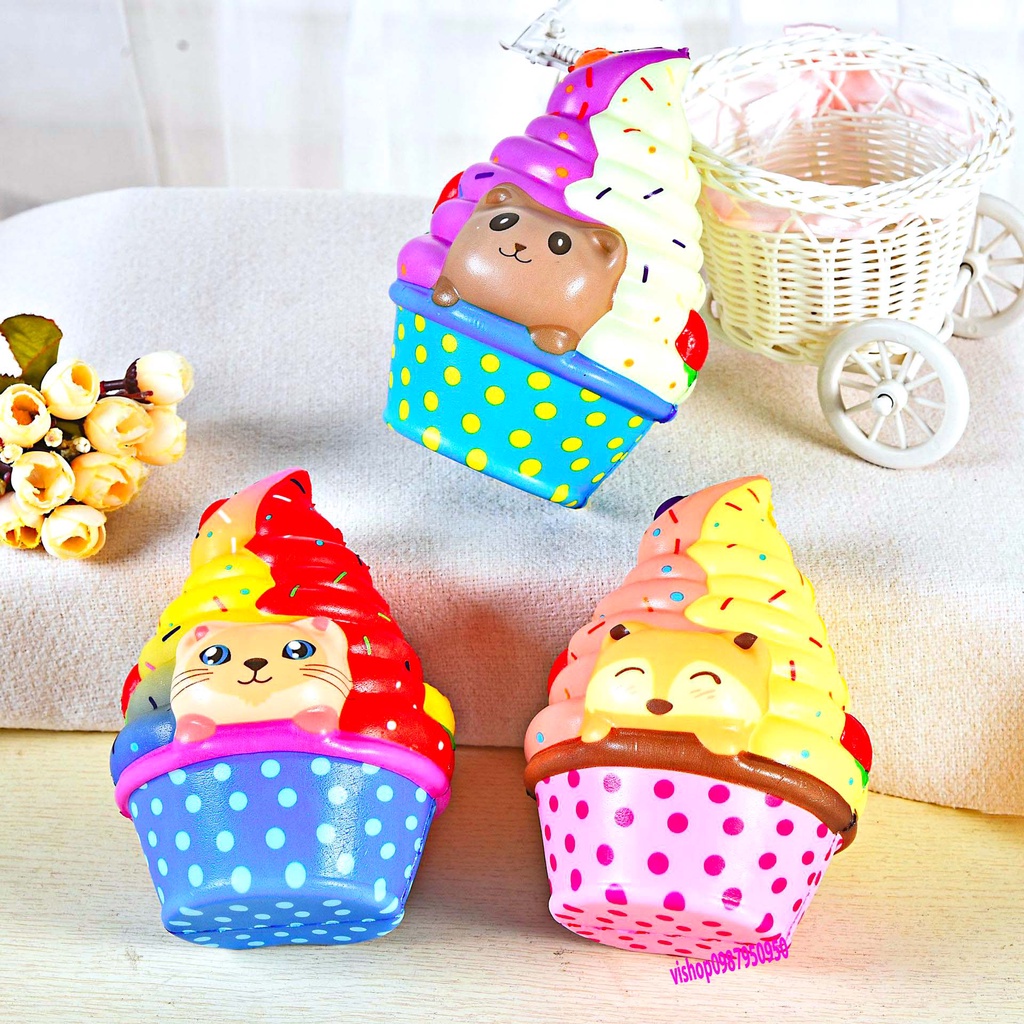Squishy Lớn JUMBO Hình bánh gato kem shit thú gấu nâu Đồ Chơi Xốp Giảm Stress Hình mềm mịn dễ Thương đàn hồi Cho Bé