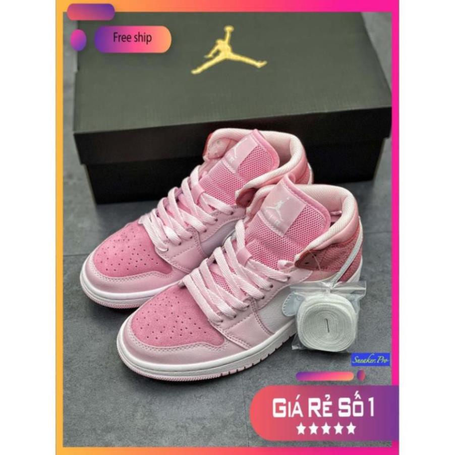 (FULL BOX + QUÀ TẶNG) Giày thể thao Air Jordan 1 Mid Digital Pink (W) cổ cao siêu đẹp dành cho nữ