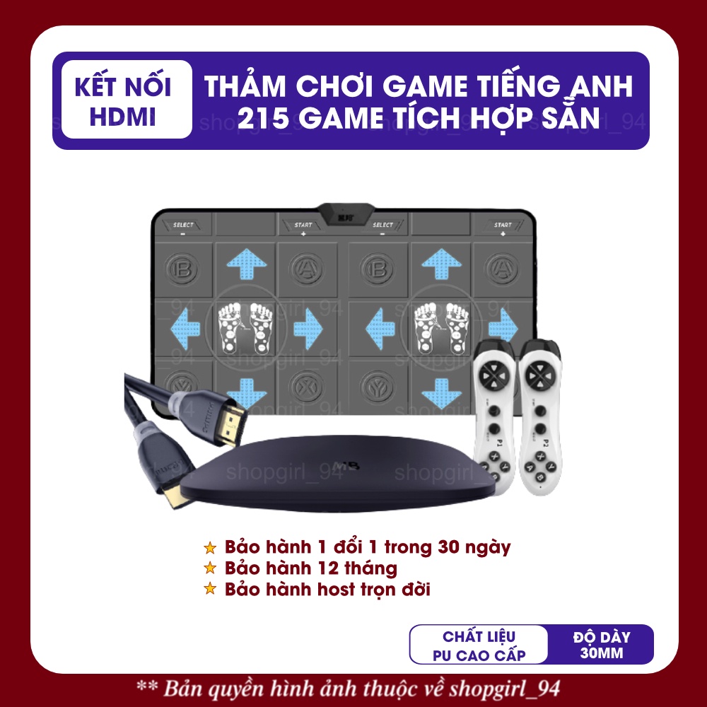 (CHÍNH HÃNG) Thảm chơi game kết nối tivi tiếng Anh bản quốc tế dễ sử dụng, kết nối không dây HDMI (bản PU 15-30mm)
