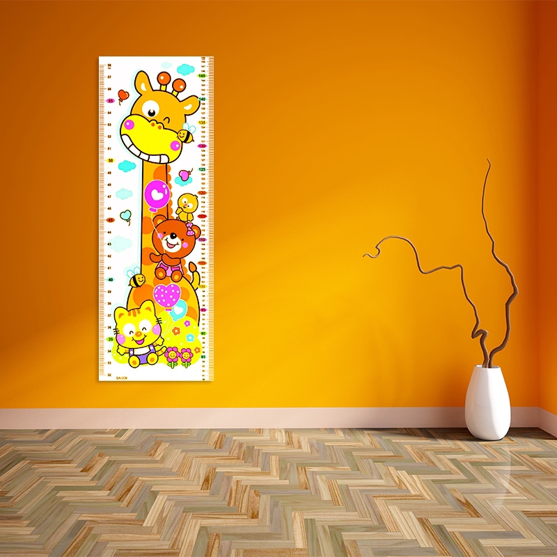 Miếng dán tường đo chiều cao họa tiết động vật hoạt hình sáng tạo