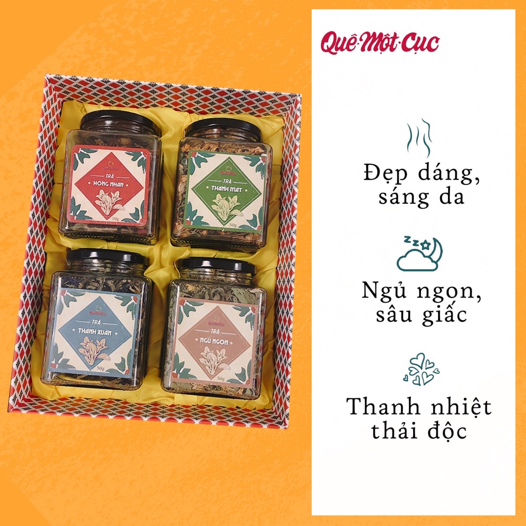 Trà hoa thảo mộc, hoa cúc, hồng, nhài, đậu biếc sấy khô thanh nhiệt, giảm cân, ngủ ngon QUÊ MỘT CỤC 50g (handmade))