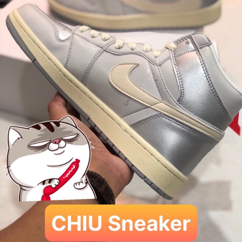 [ CHIU Sneaker ] Giày Sneaker bóng rổ Jordan cổ cao bạc travits phiên bản cao cấp da thật