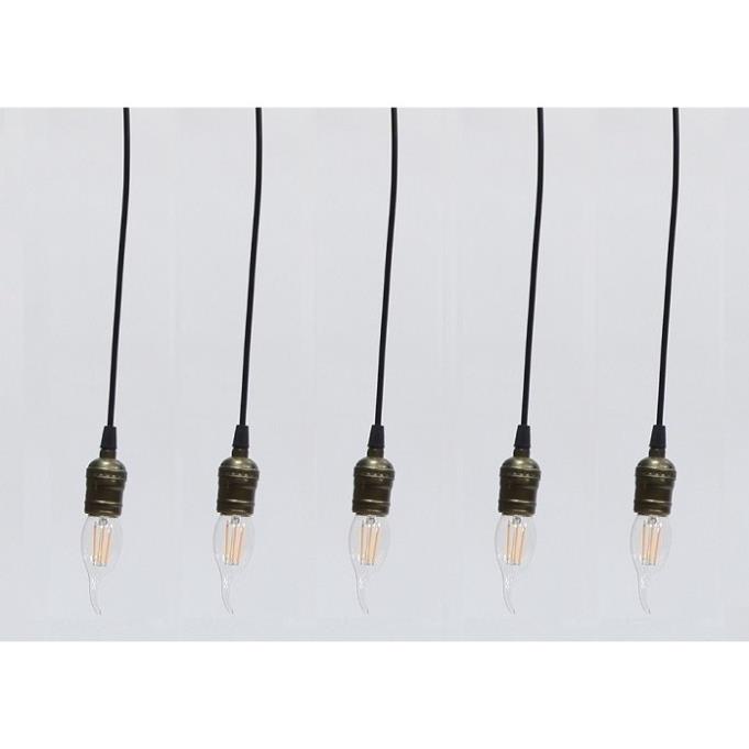 Bộ 5 dây đèn thả cổ điển Vintage bóng led Edison hình nến C35 4w