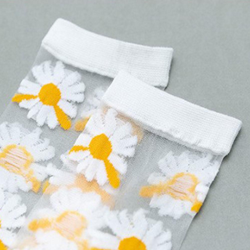 AROMA Vớ Cổ Ngắn Thoáng Khí Họa Tiết Hoa Cúc Trong Suốt Thời Trang Mùa Hè