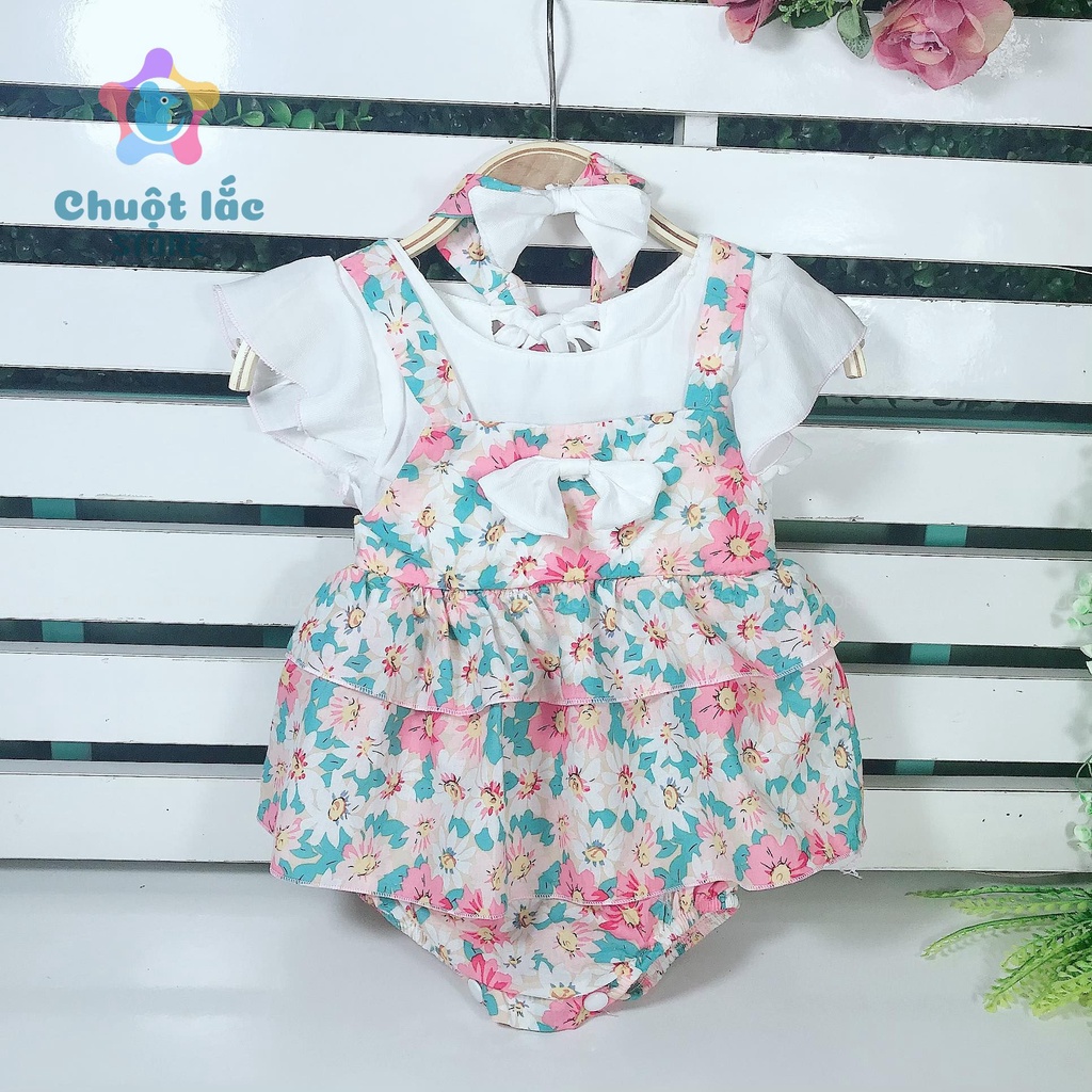 Bộ Đồ Body CHo Bé Gái Chuột Lắc Store Kiểu Váy 2 Tầng Kèm Tuban Chất Đũi Lụa 3kg Đến 12kg