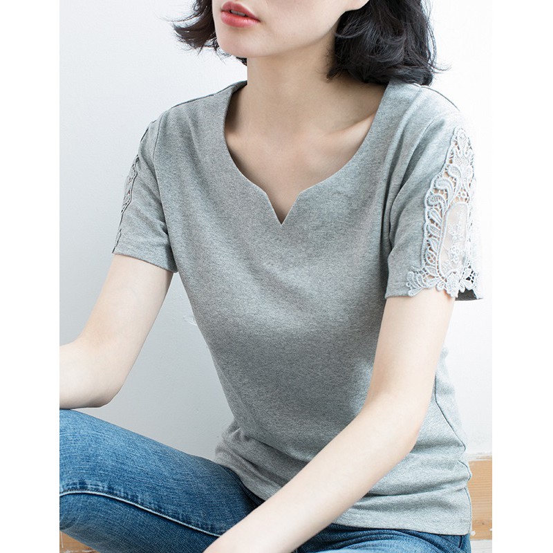 Áo cotton 100% tay ren - Thoáng và mát