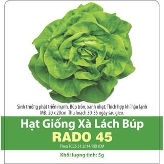Hạt Giống Xà Lách Búp  Rado 45 Nhiệt Đới Gói 5g