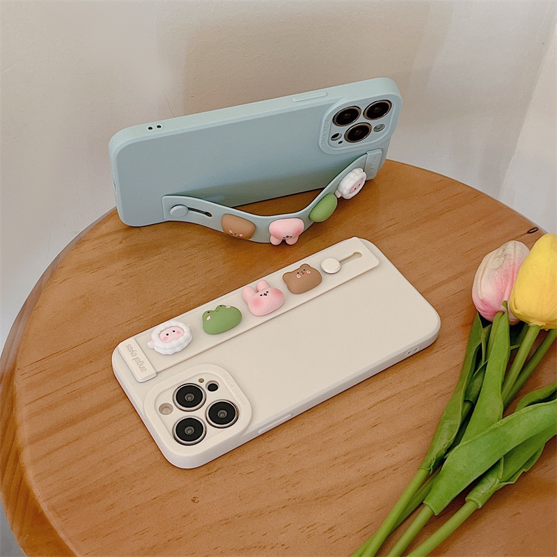 Ốp Điện Thoại Ba Chiều Màu Trơn Họa Tiết Động Vật Hoạt Hình Cho iPhone12 Simple 11ProMax XR x / Xs xsmax 7 / 8P