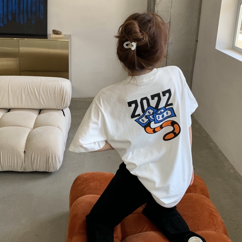 Áo Thun Tay Ngắn Cổ Tròn Dáng Rộng In Hình Móng Vuốt Hổ Thời Trang Mùa Hè