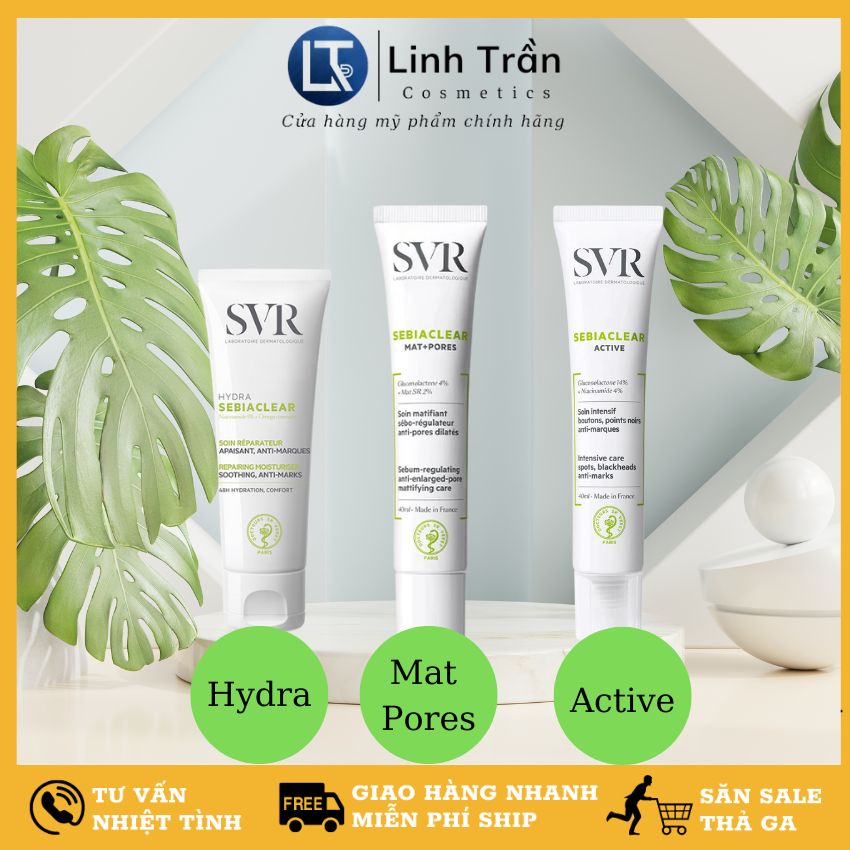 Kem dưỡng svr, dưỡng ẩm active mat pores hydra sebia cho da dầu mụn khô nhạy cảm chính hãng