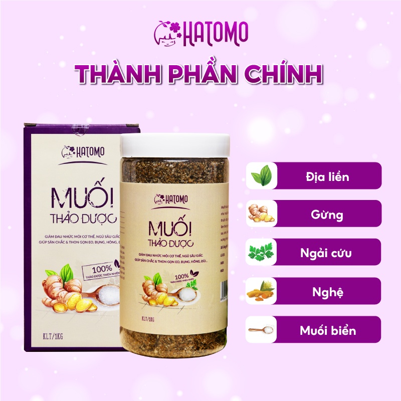 Muối thảo dược, muối thảo mộc chườm bụng Hatomo giảm đau, thon gọn eo cho mẹ sau sinh (ẢNH THẬT)