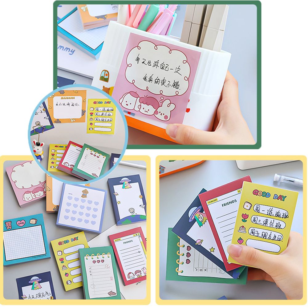 Set 50 tờ giấy ghi chú hình gấu/thỏ dễ thương dùng trang trí sổ tay
