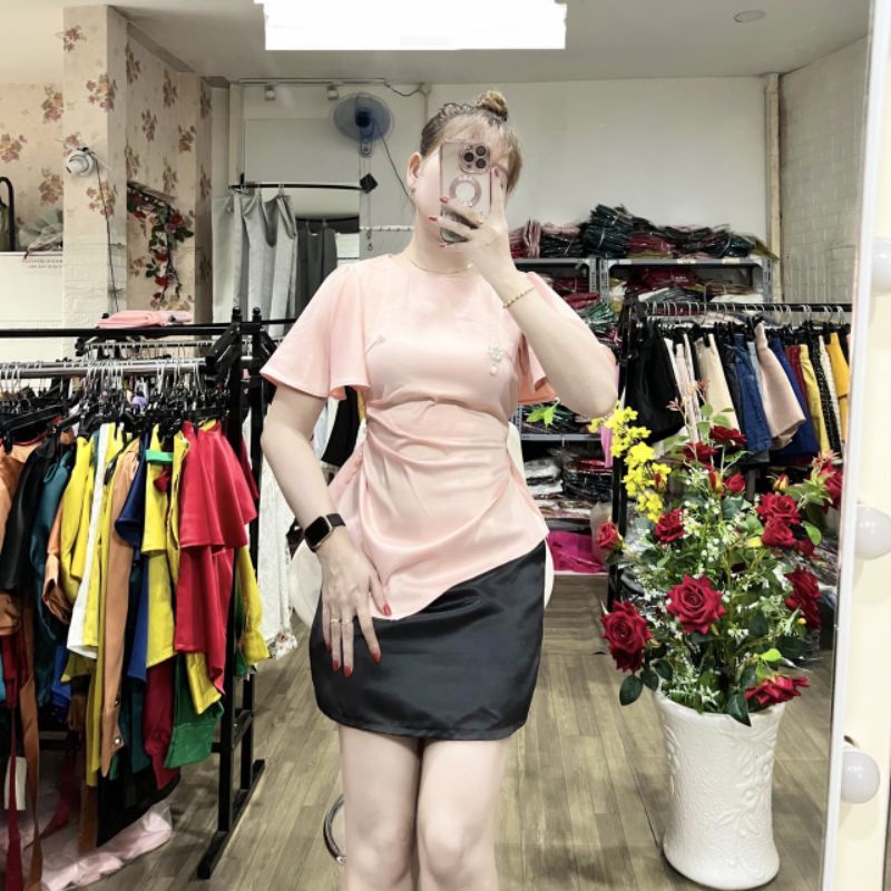 Hình thật - Áo kiểu lụa tay cánh tiên eo đính ngọc ❤️FREESHIP❤️áo thiết kế nhiều màu nhiều size chất siêu mát, dày mịn