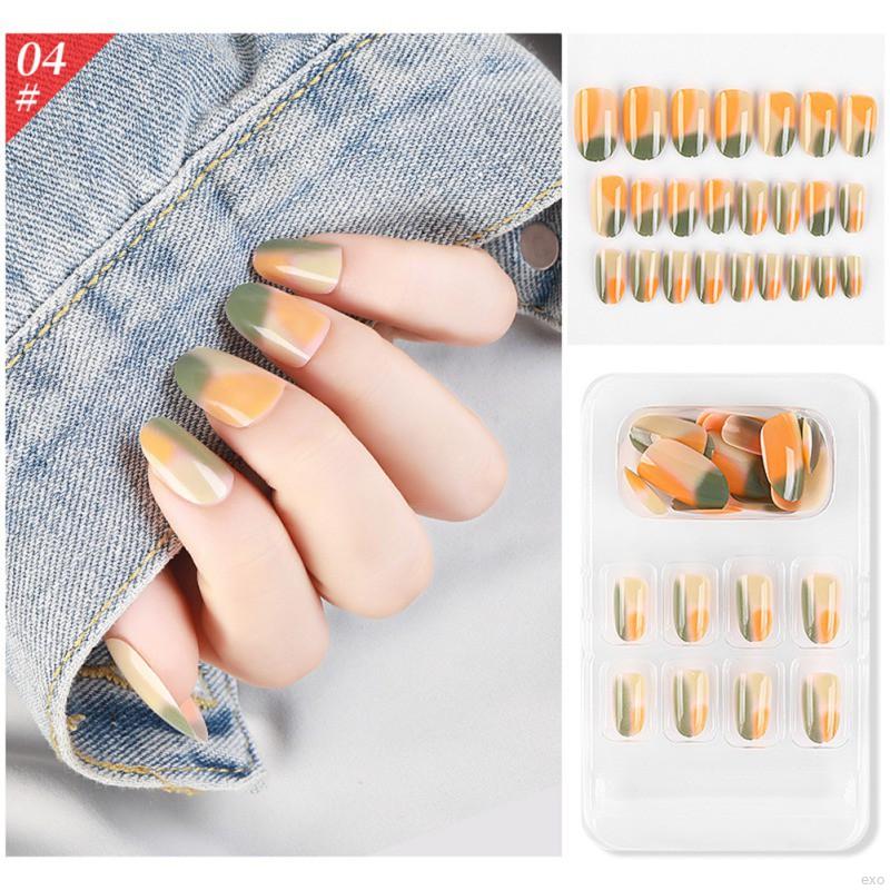 [Hàng mới về] Set 24 móng tay giả có thể gỡ ra nhiều màu sắc tùy chọn trang trí nghệ thuật phong cách châu Âu