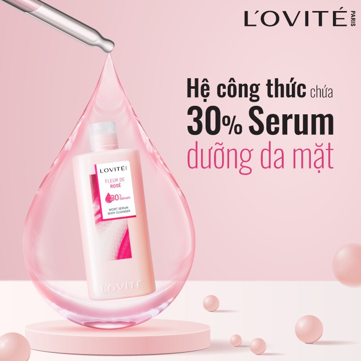 Sữa Tắm Dưỡng Ẩm Chứa Serum Dưỡng Da Mặt L’Ovité Hương Rose Ngọt Ngào 700ml
