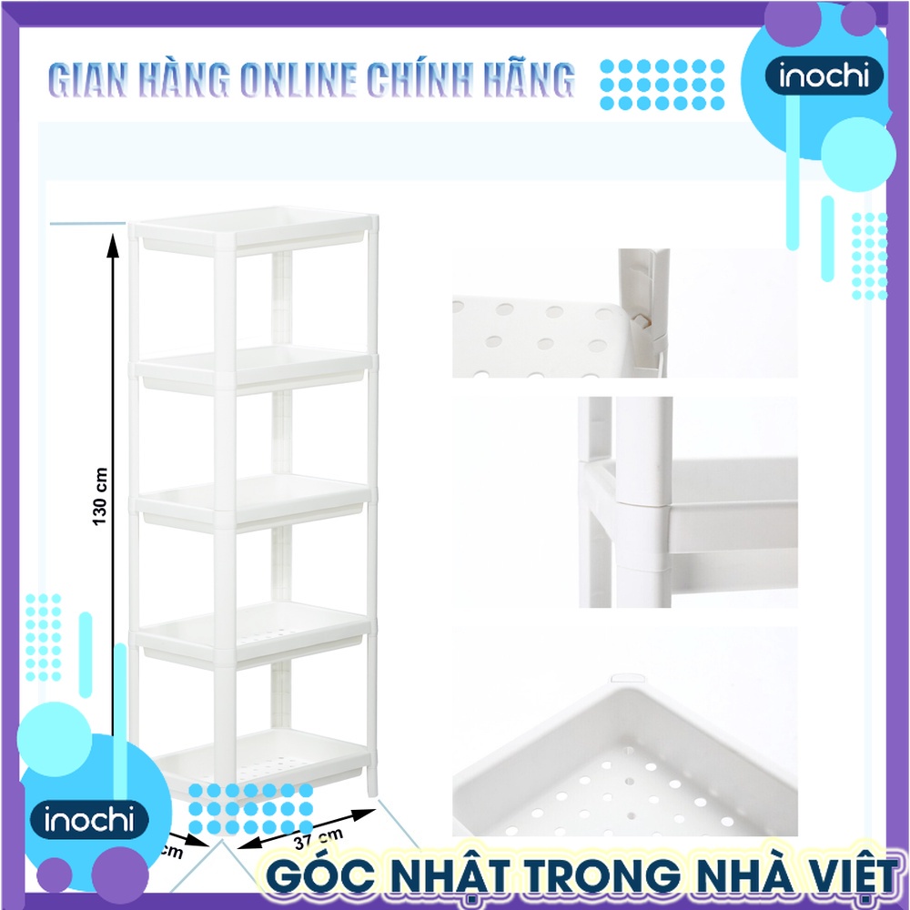 Kệ nhà tắm 5 tầng đa năng cao cấp INOCHI xuất nhật kích thước 37*23*130cm nhựa nguyên sinh cao cấp màu trắng hiện đại