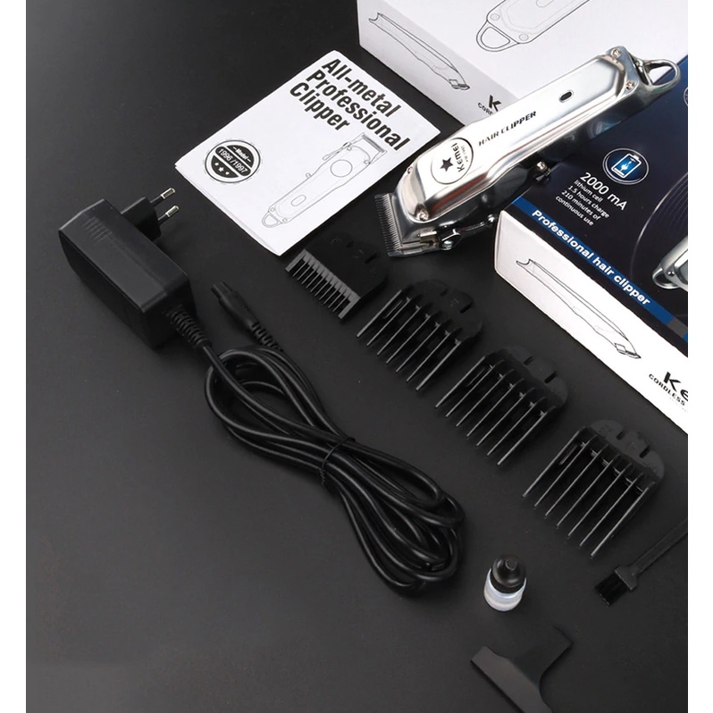 Tông Đơ Cắt Tóc Chuyên Nghiệp Kemei KM-1998 Thân Nhôm Nguyên Khối - Pin Lithium Cao Cấp - Hàng Đập Hộp