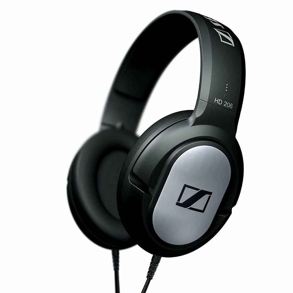 Sennheiser HD 206 Stereo WIRED Headphones Earphones Over Ear Black Silver NEW