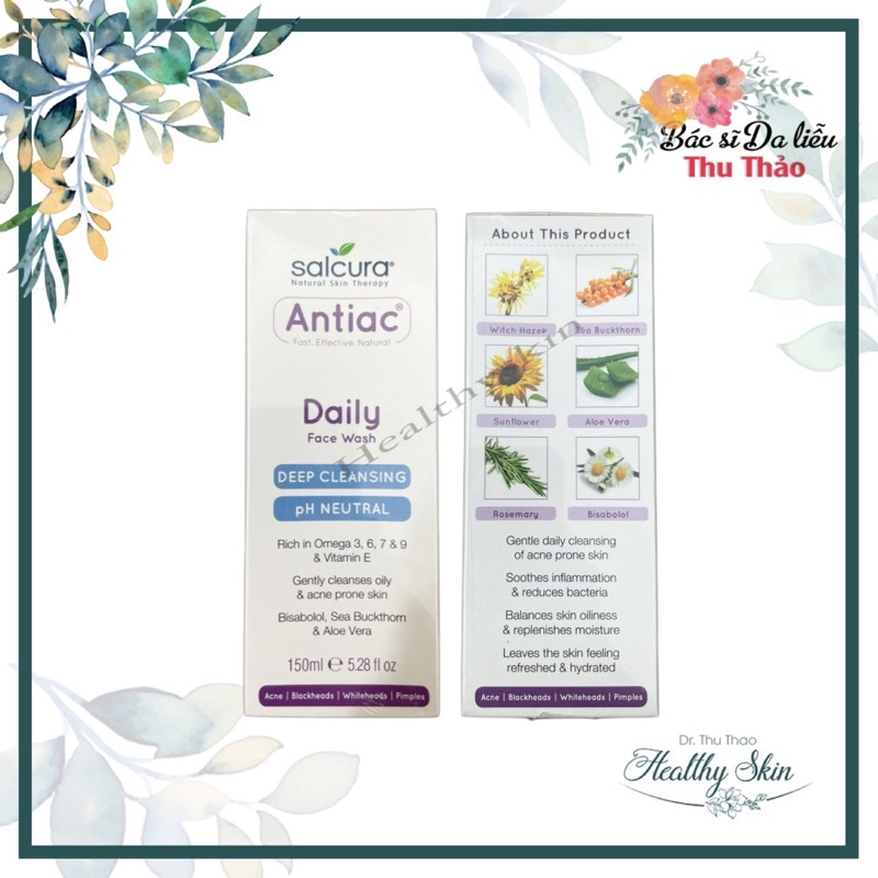 SỮA RỬA MẶT NGĂN NGỪA MỤN - Salcura Daily Antiac FACE WASH